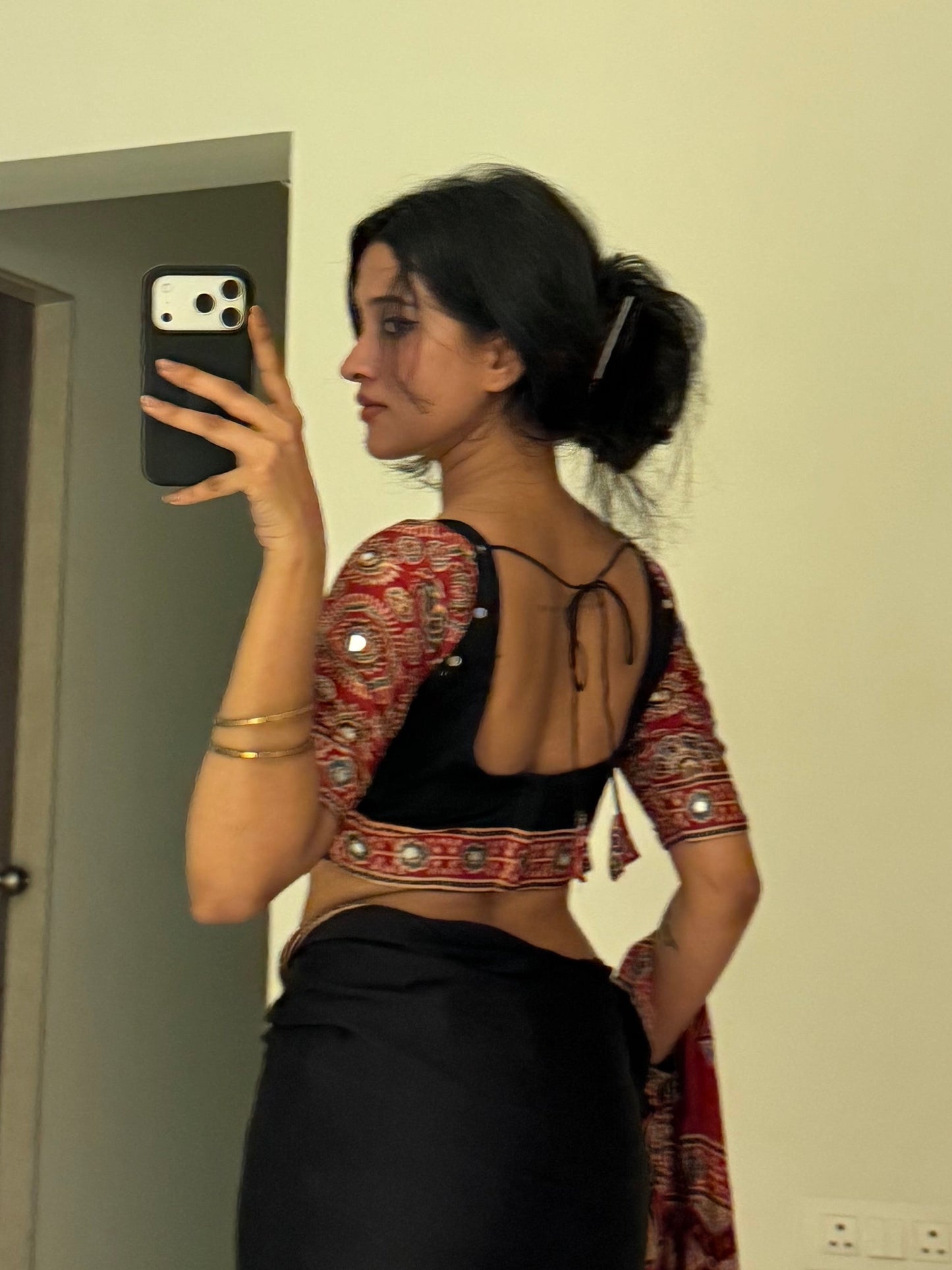 Nazar red mirror blouse