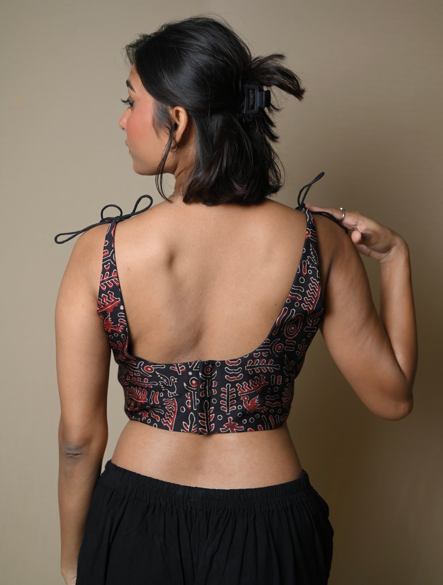 Abstract Ajrakh Knot Crop Top