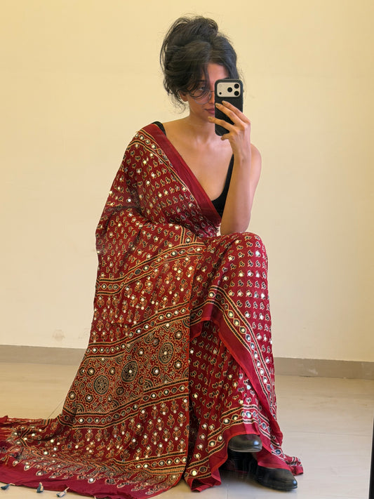 Laal "Chandni" Saree with unstitched blouse [Dispatch date : 25th June, 2026]