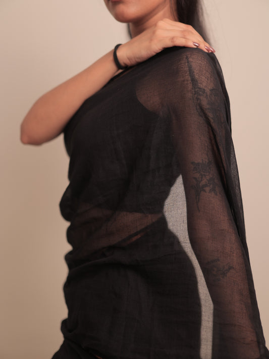 Komal "Mulmul" Saree [Black]