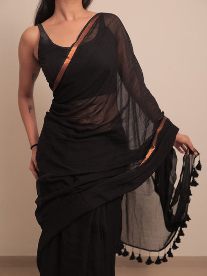 Komal "Mulmul" Saree [Black]