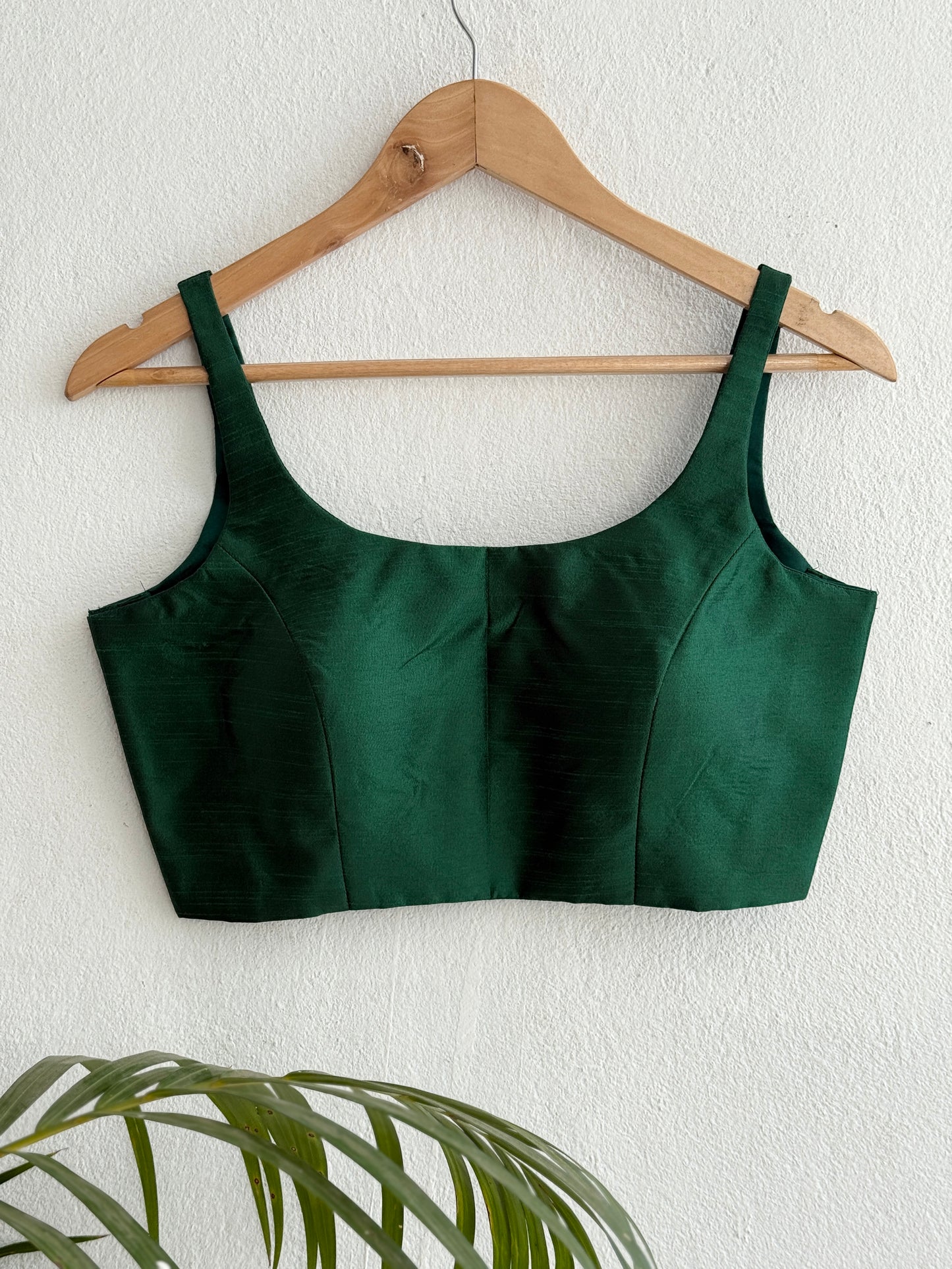 Green Basic Scoop Neck Blouse