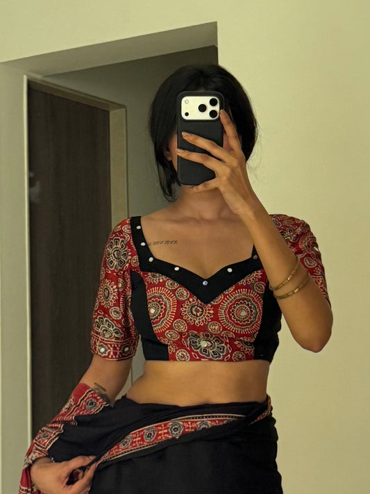 Nazar red mirror blouse