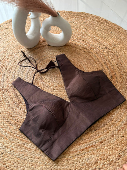 “Choco lava” raw silk blouse