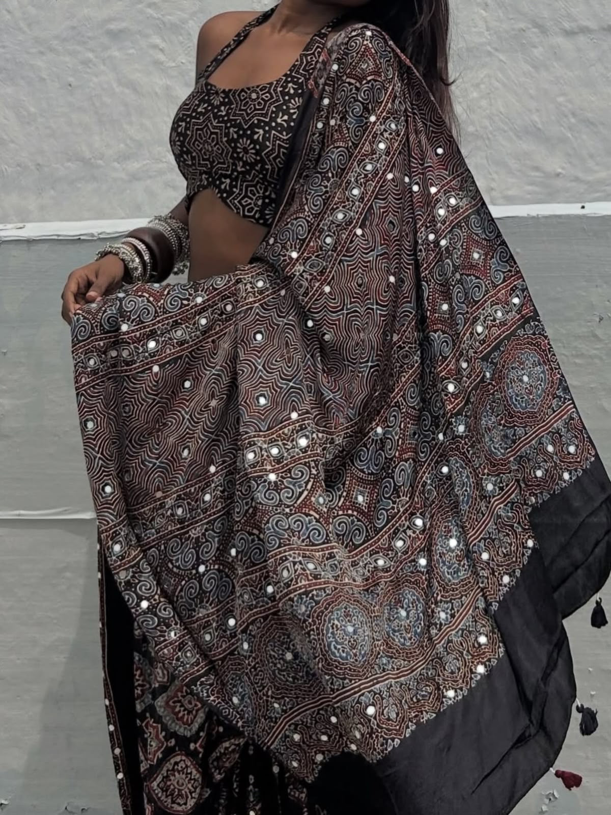 "Nazar Black" Sheesha Saree Combo Set  [Dispatch Begins By : 5th September, 2026]