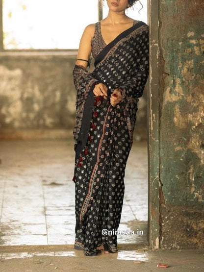 “Raat Chandni” Sheesha saree with stitched blouse (Combo set) [Dispatch Start:5th July, 2026]