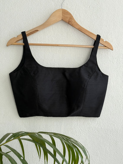 Black Basic Scoop Neck Blouse
