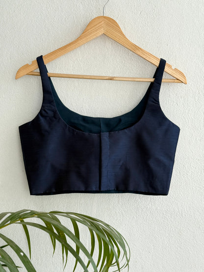 Blue Basic Scoop Neck Blouse