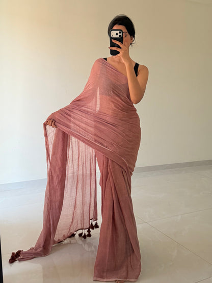 Komal "Mulmul" Saree [Pinkish brown] [Dispatch Start : 20th May , 2026]