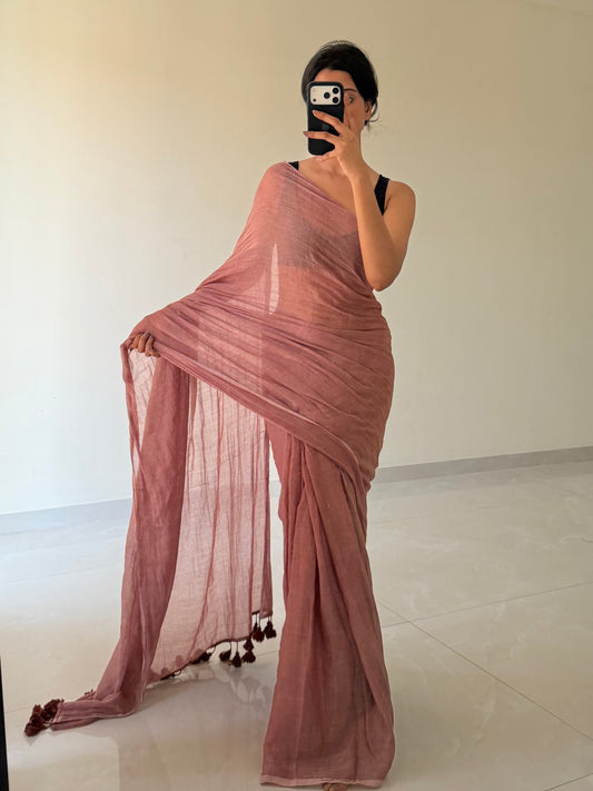 Komal "Mulmul" Saree [Pinkish brown] [Dispatch Start : 20th May , 2026]