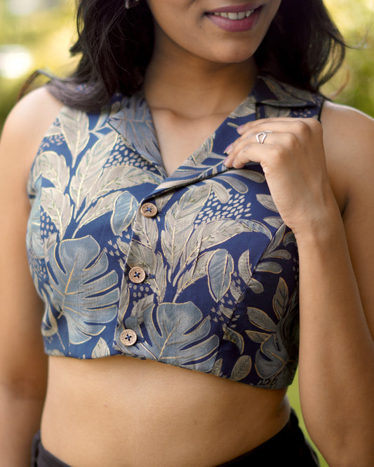 Apsara botanic blue crop top karde