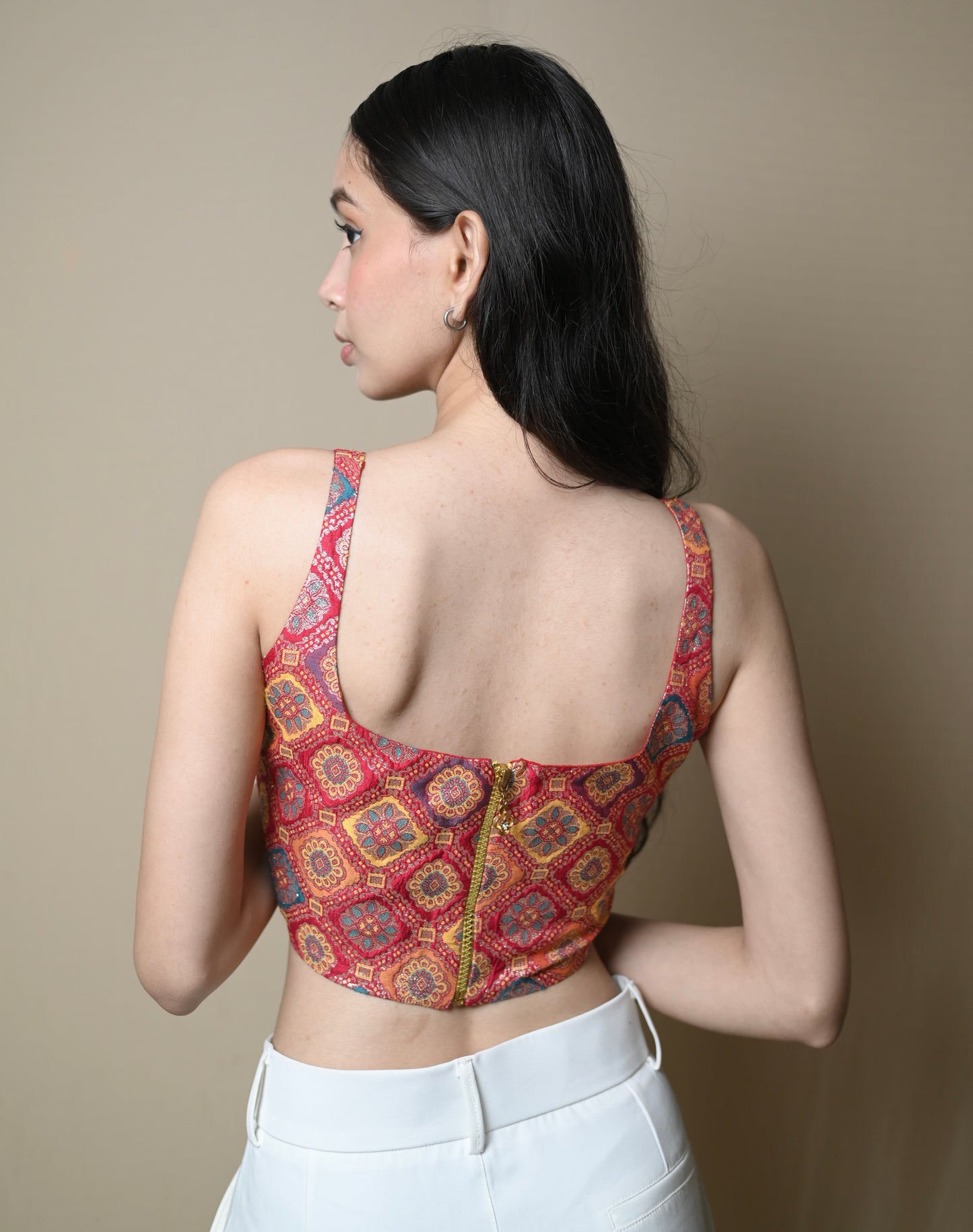 Pink Preet Banarasi Corset Top