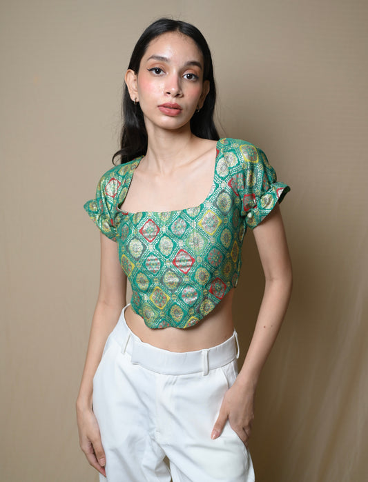 Hari Preet Banarasi Sleeves Corset