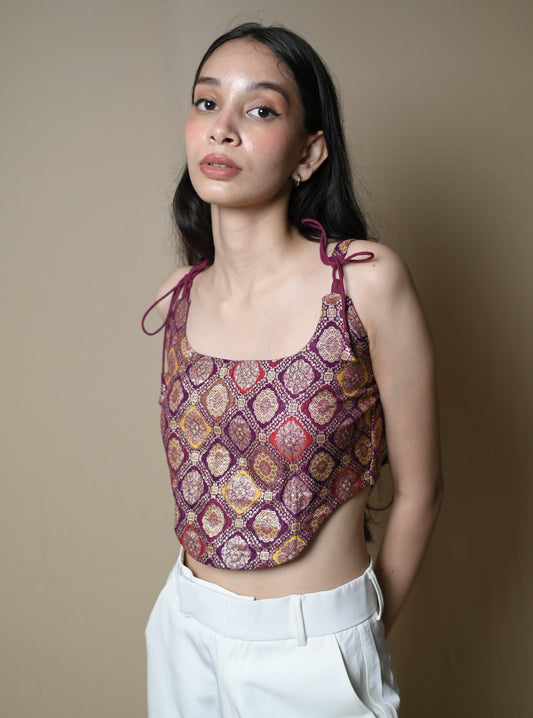 Purple Preet Banarasi Corset Top