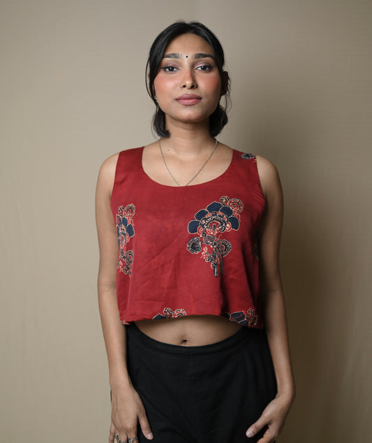 Maroon Flora Tank Top