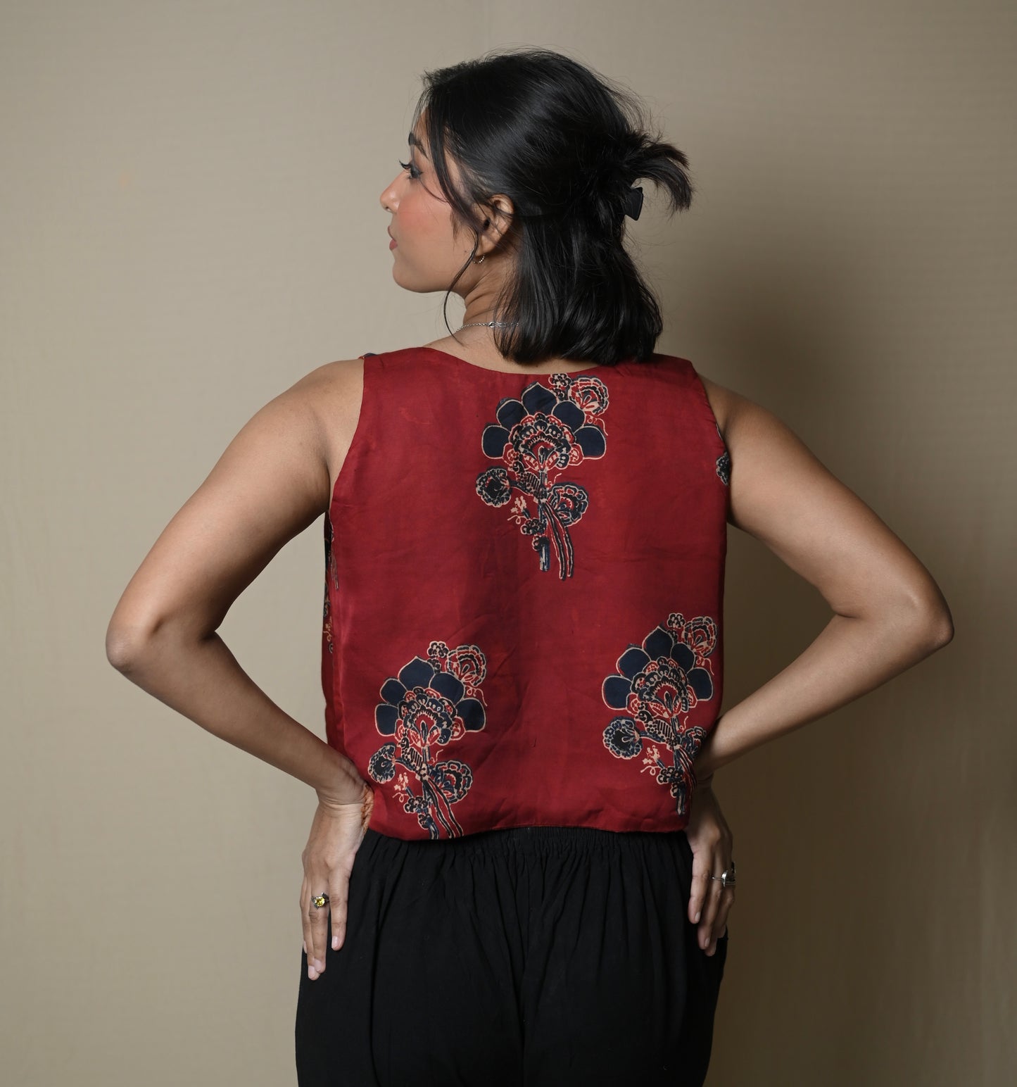 Maroon Flora Tank Top