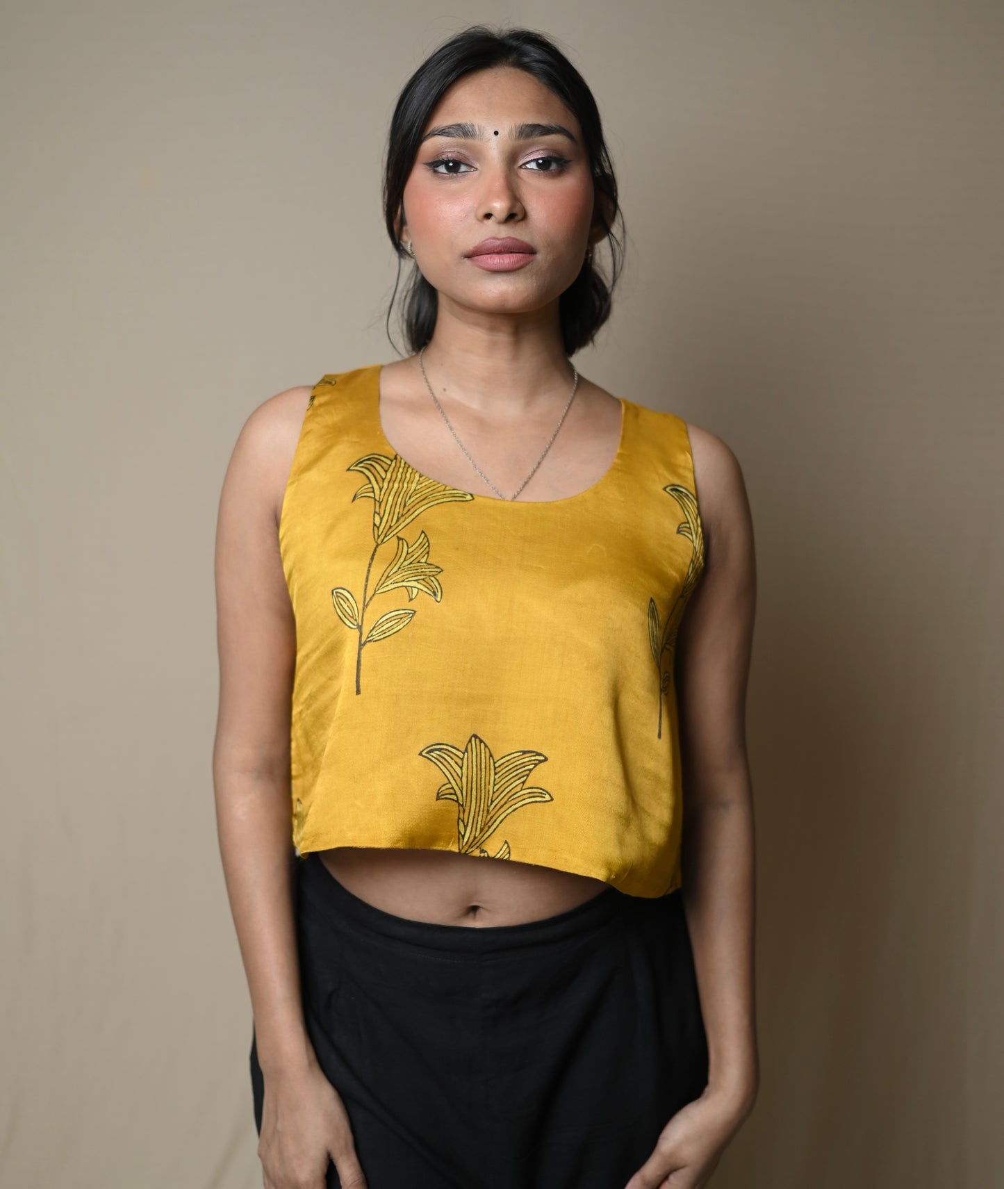 Mustard Flora Tank Top