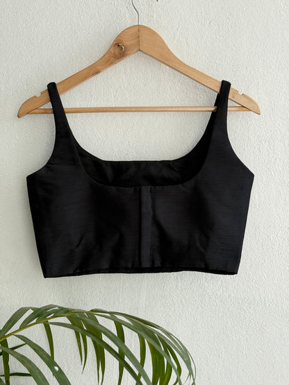 Black Basic Scoop Neck Blouse