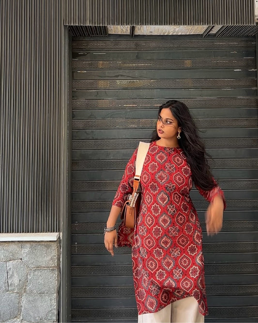 Rustic Piku - Ajrakh Long Kurti