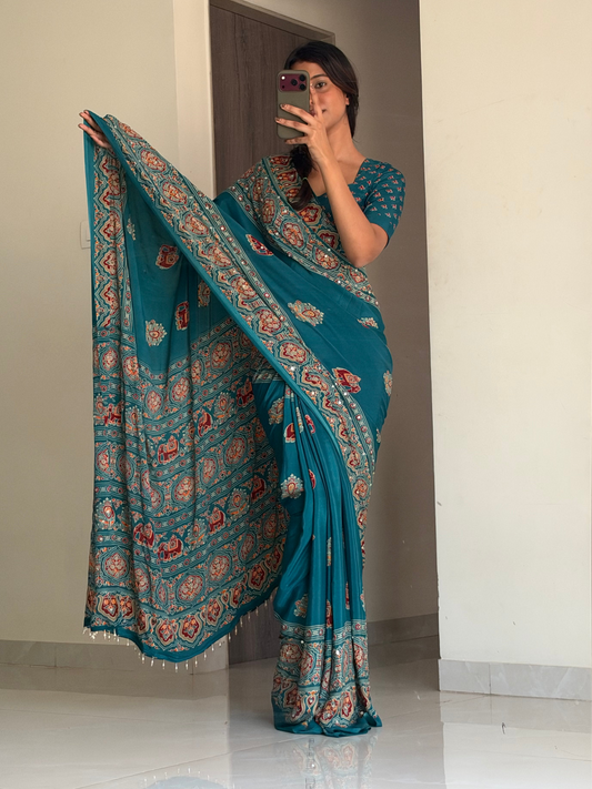 “Pankh” blue Heer saree with unstitched blouse [Dispatch Begins By : 25th November , 2026]