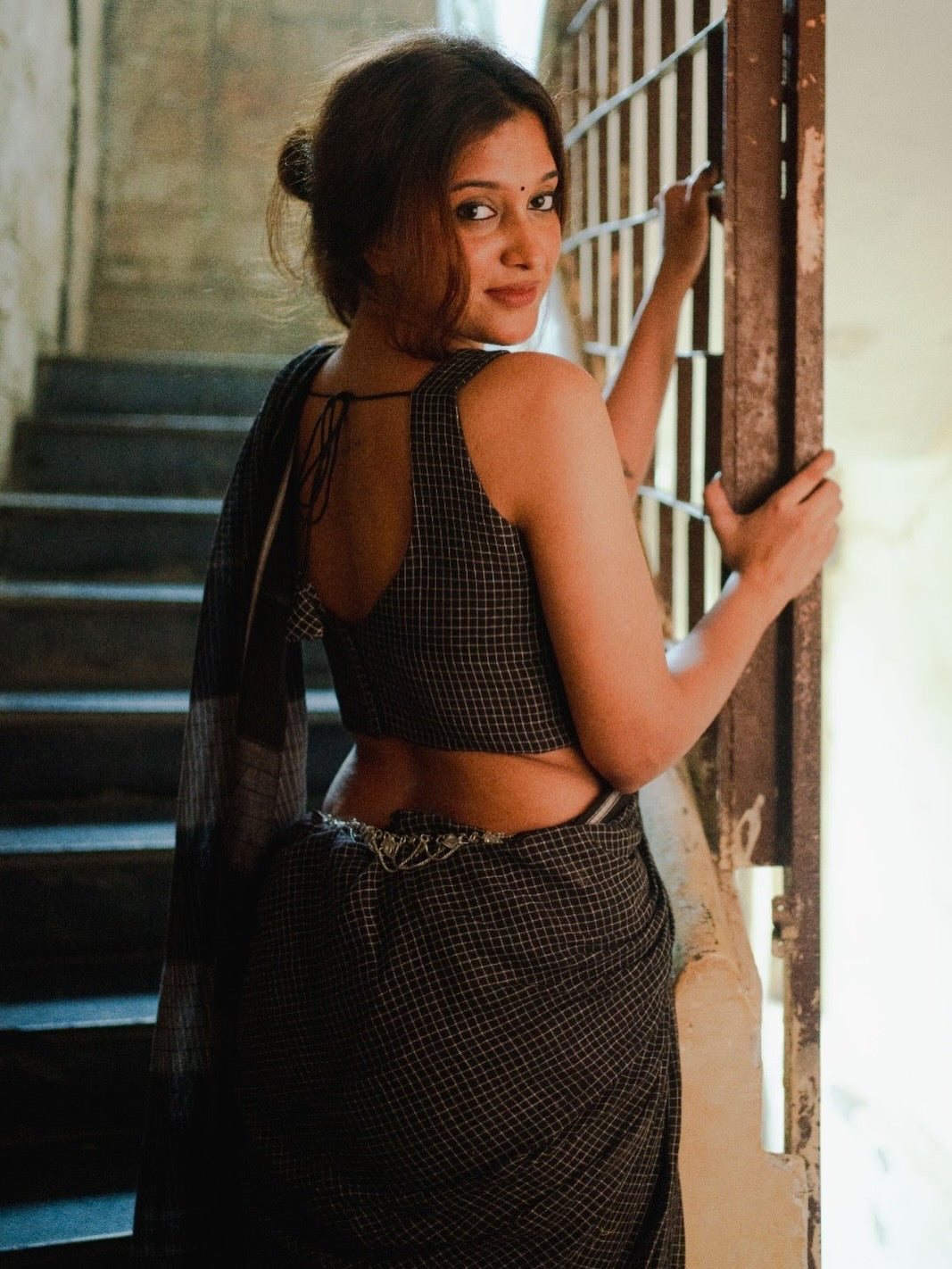 Ratri patteda anchu saree with stitched blouse