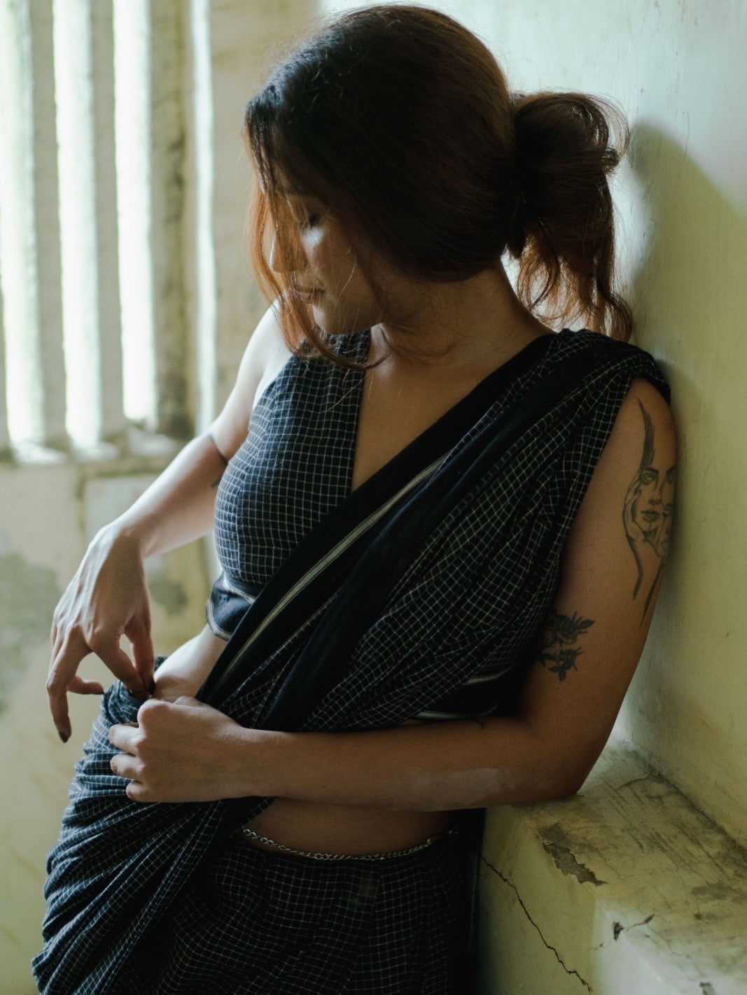 Ratri patteda anchu saree with stitched blouse