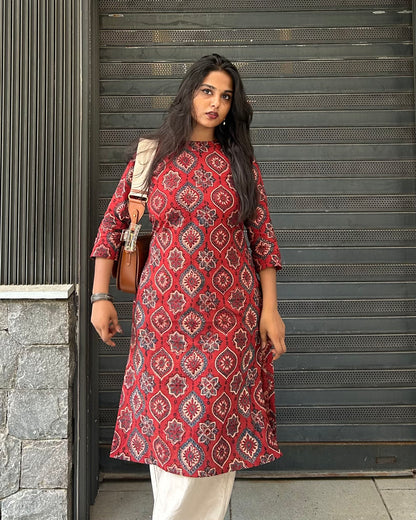 Rustic Piku - Ajrakh Long Kurti