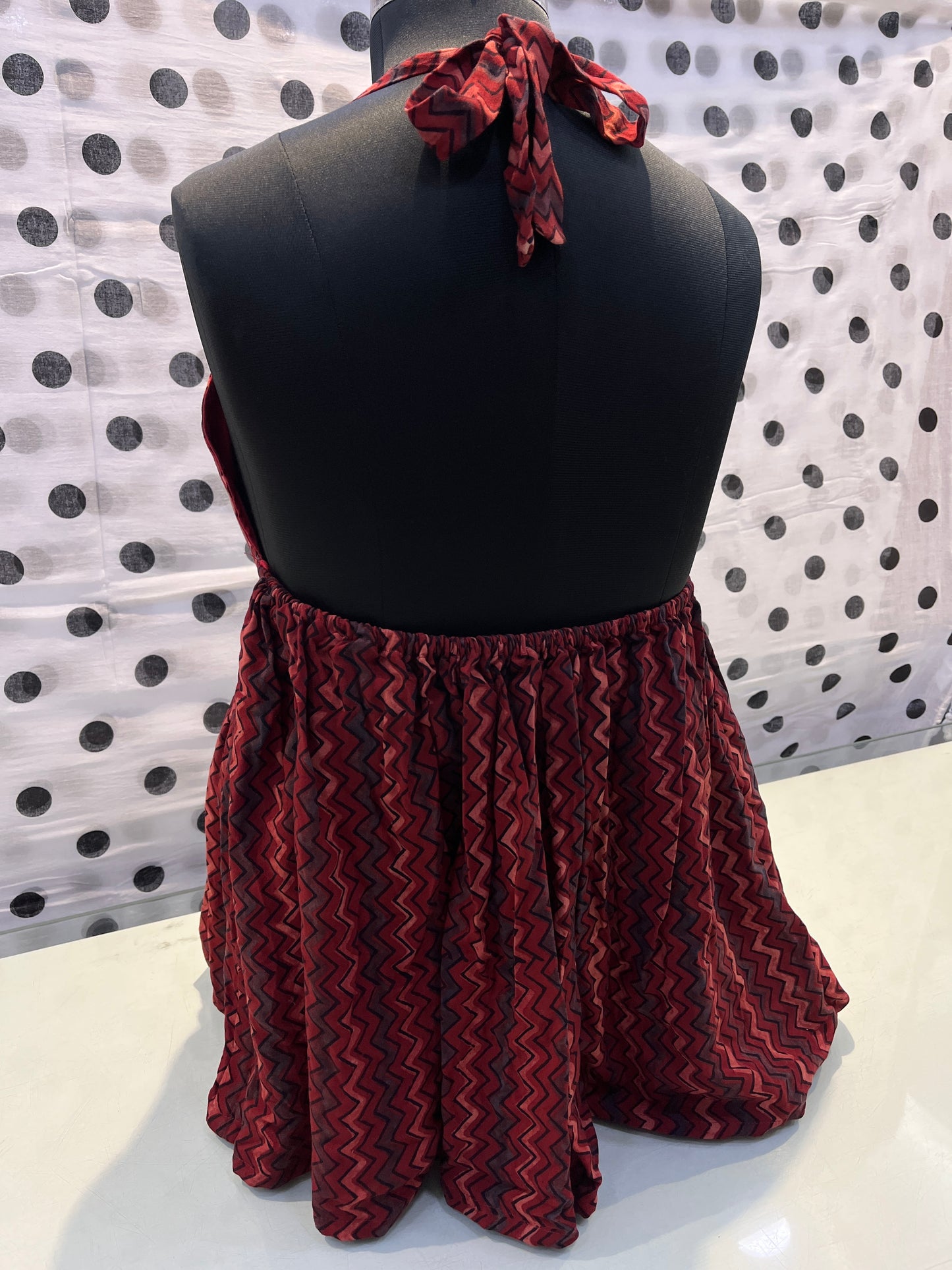 Maroonish Red Halter Ajrakh Top