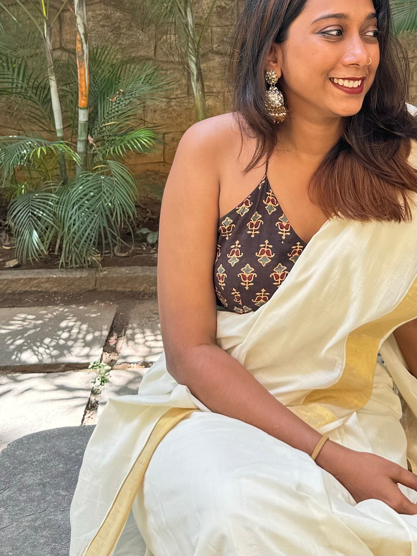 Choli Chatter Halter Neck Ajrakh Crop Top