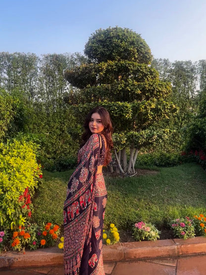 “Riya purple” Sheesha saree with lagdi pallu with unstitched blouse piece [Dispatch date : 15th July, 2026]