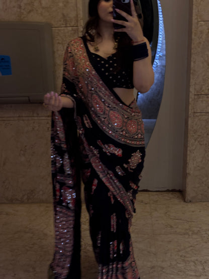 “Riya purple” Sheesha saree with lagdi pallu with unstitched blouse piece [Dispatch date : 15th July, 2026]