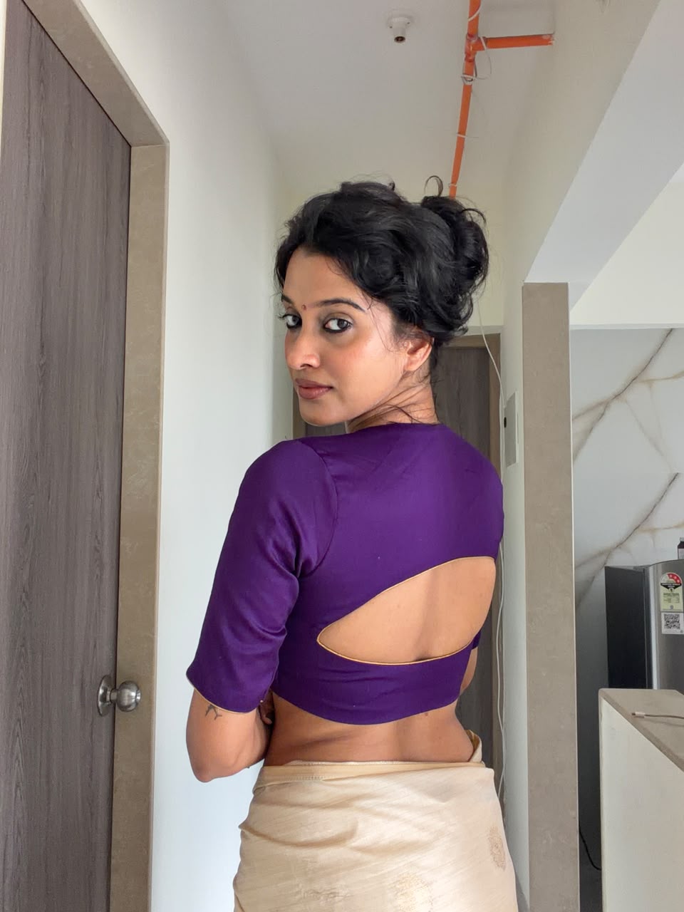 Onam purple blouse