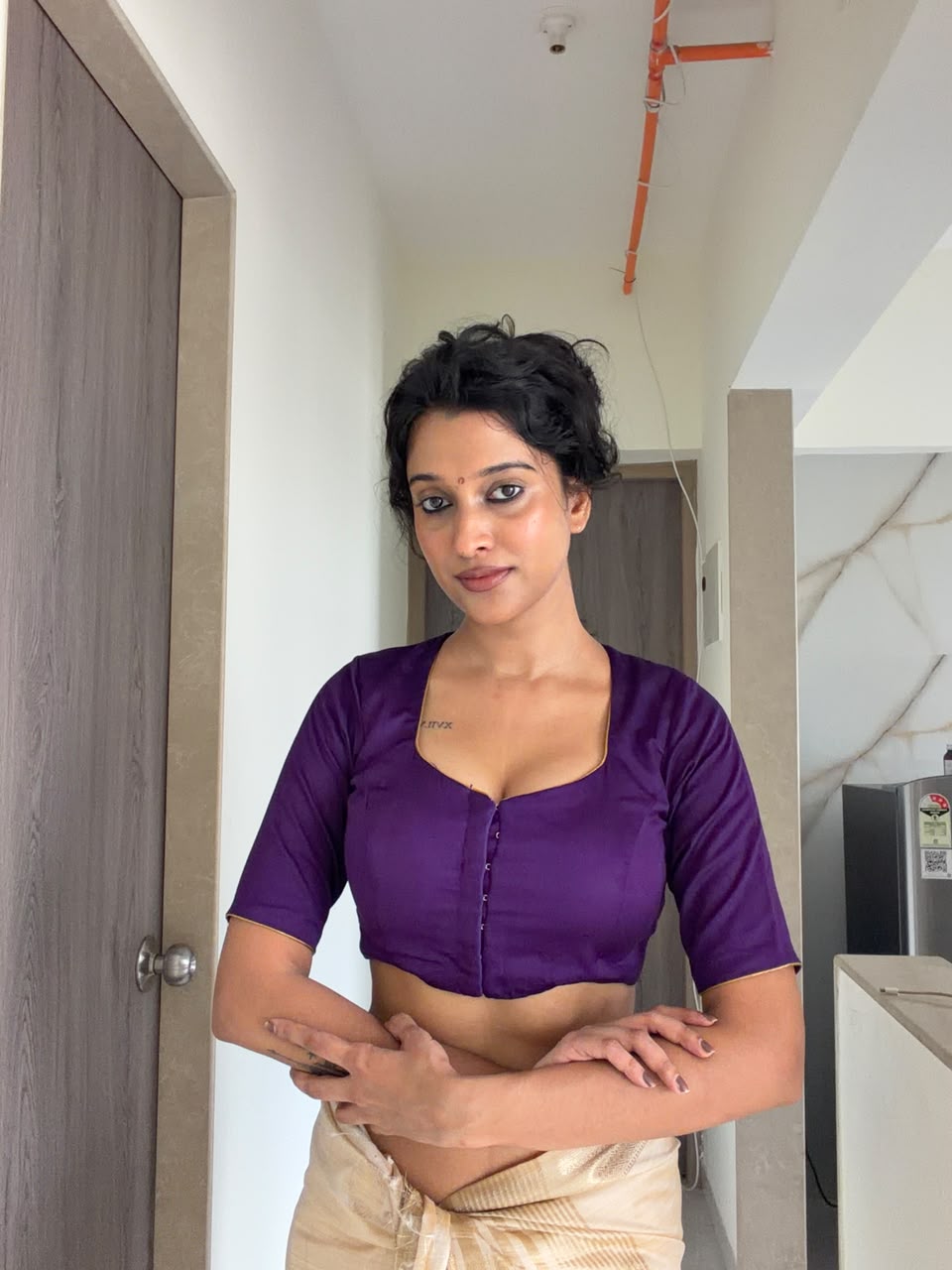 Onam purple blouse
