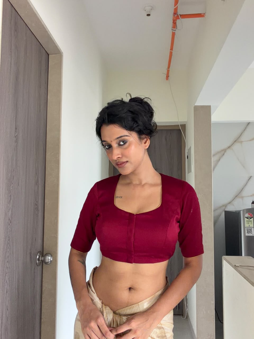 Onam maroon blouse