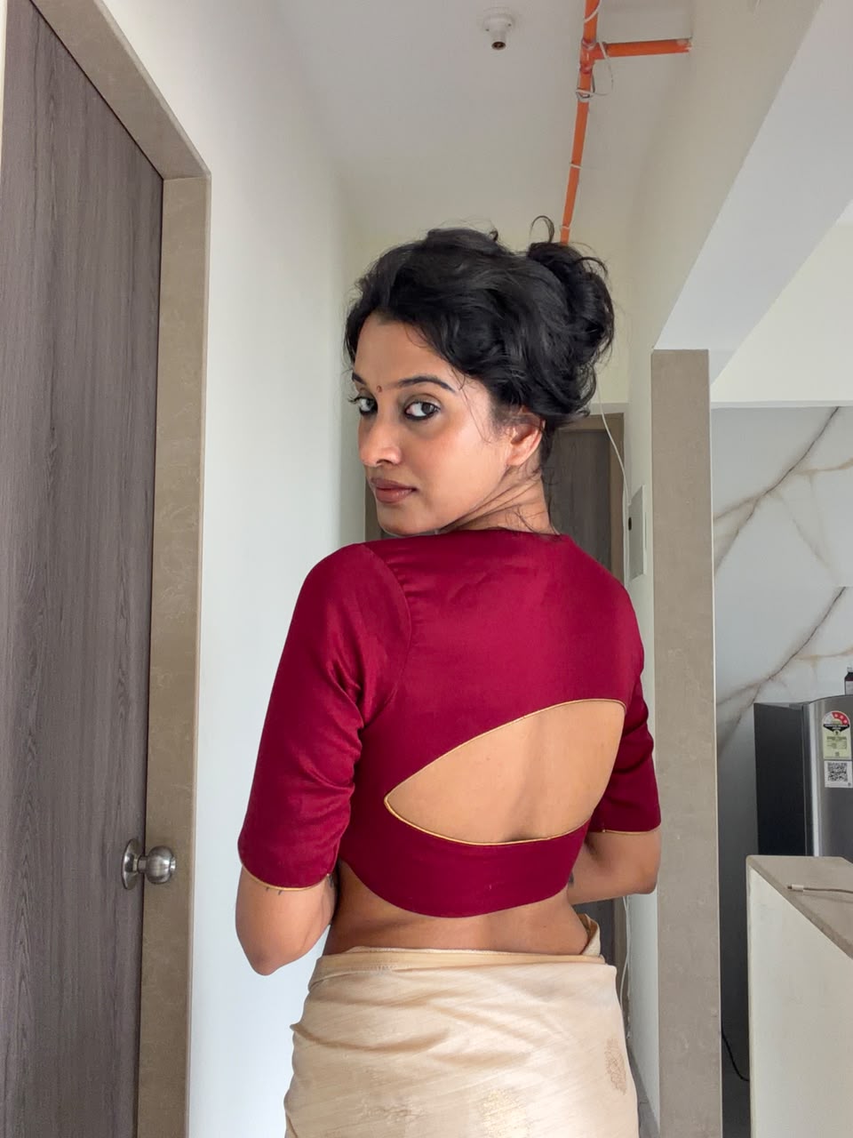Onam maroon blouse