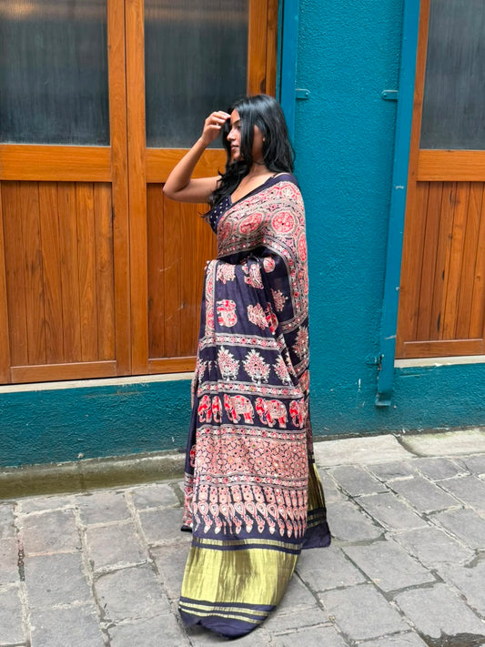 “Riya” blue Sheesha saree with unstitched blouse [Dispatch Begins By : 25th September, 2026]