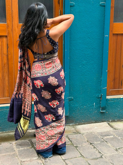 “Riya” blue Sheesha saree with unstitched blouse [Dispatch Begins By : 25th September, 2026]