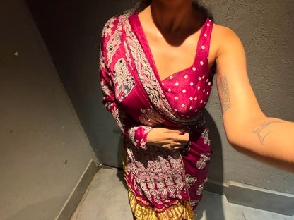 “Riya” Maroon Sheesha saree with unstitched blouse [Dispatch Begins By : 25th September, 2026]