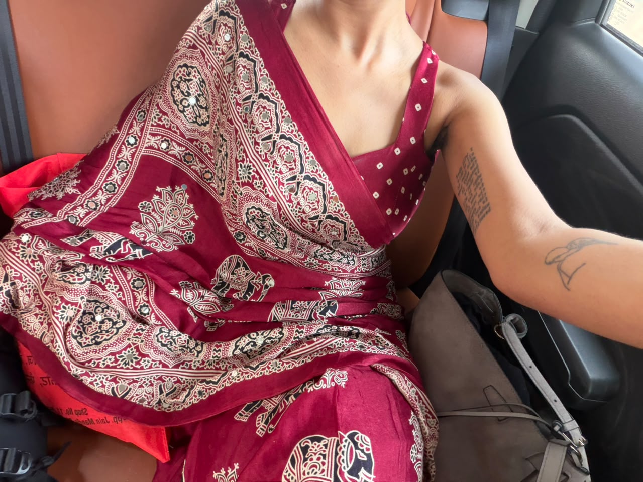 “Riya” Maroon Sheesha saree with unstitched blouse [Dispatch Begins By : 25th September, 2026]