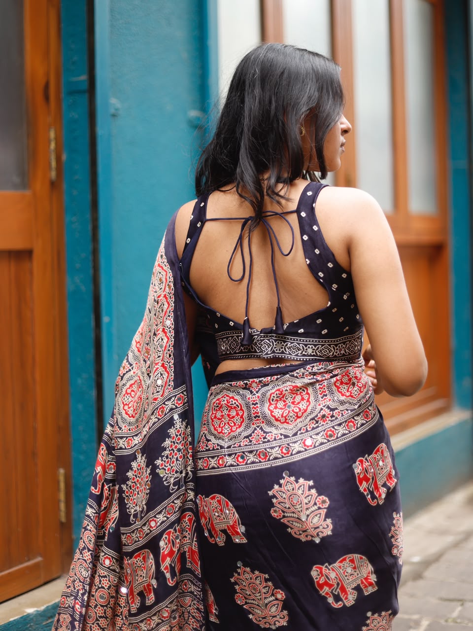 “Riya” blue Sheesha saree with unstitched blouse [Dispatch Begins By : 5th November , 2026]