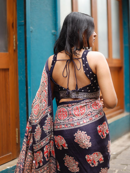 “Riya” blue Sheesha saree with unstitched blouse [Dispatch Begins By : 5th November , 2026]