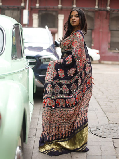 “Riya” blue Sheesha saree with unstitched blouse [Dispatch Begins By : 5th November , 2026]