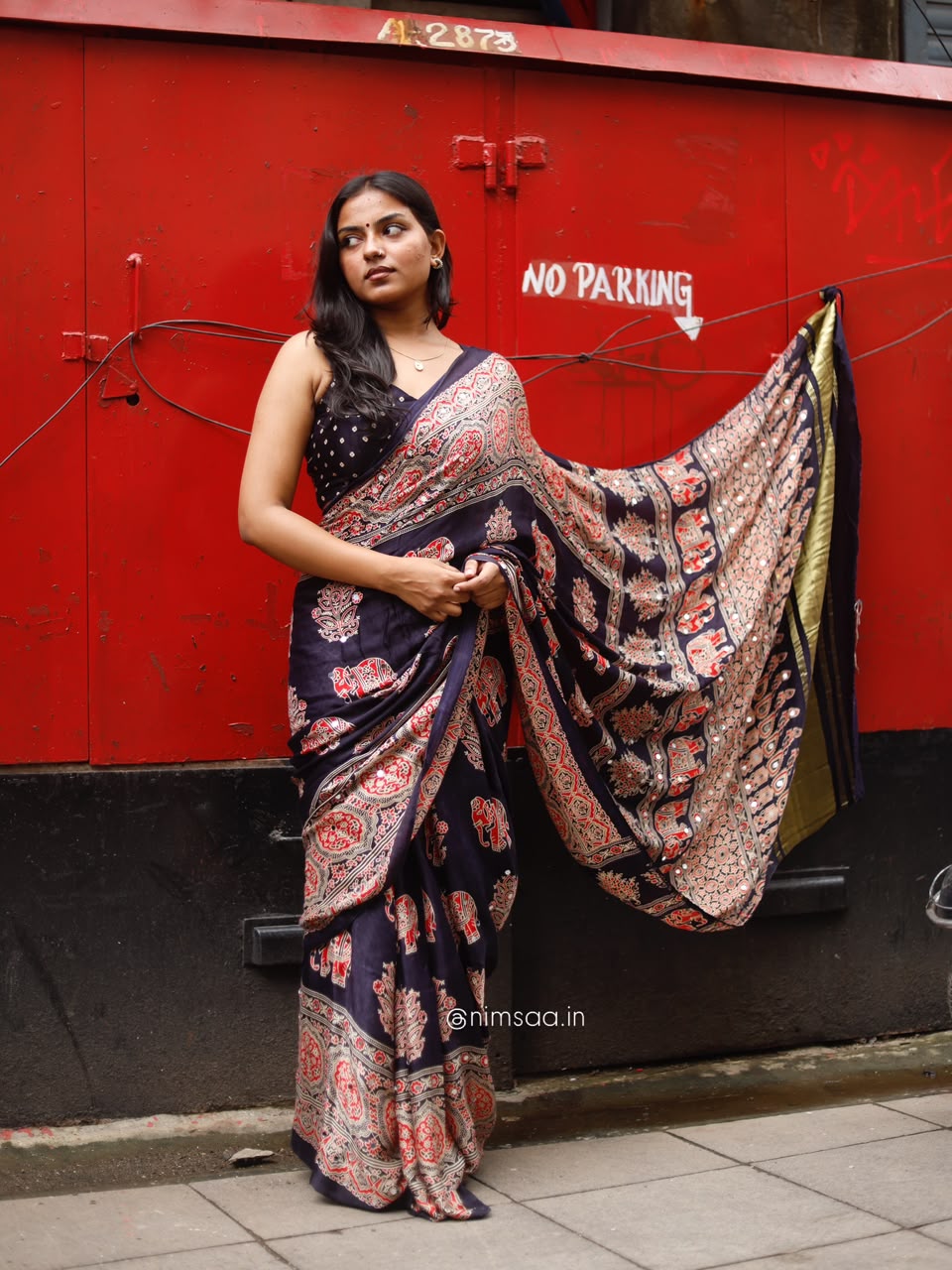 “Riya” blue Sheesha saree with unstitched blouse [Dispatch Begins By : 5th November , 2026]