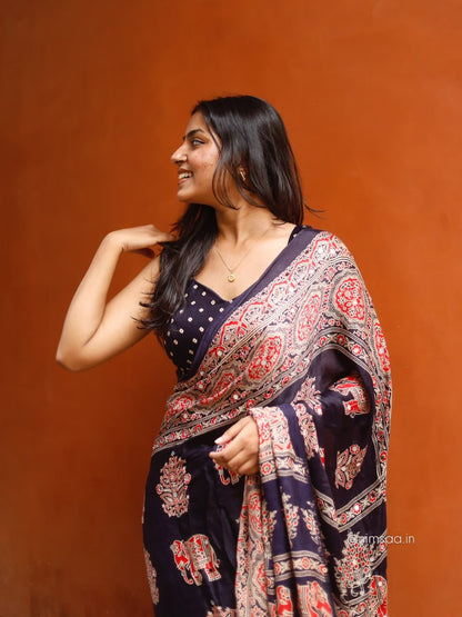 “Riya” blue Sheesha saree with unstitched blouse [Dispatch Begins By : 5th November , 2026]