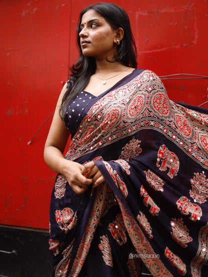 “Riya” blue Sheesha saree with unstitched blouse [Dispatch Begins By : 5th November , 2026]