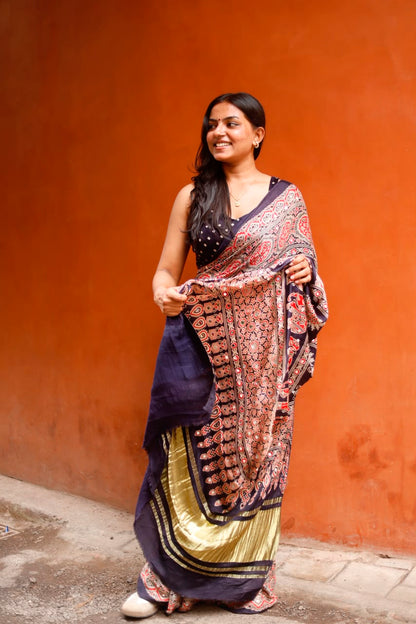 “Riya” blue Sheesha saree with unstitched blouse [Dispatch Begins By : 5th November , 2026]