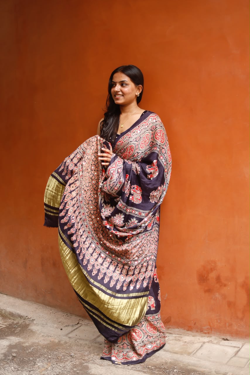 “Riya” blue Sheesha saree with unstitched blouse [Dispatch Begins By : 5th November , 2026]