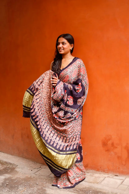 “Riya” blue Sheesha saree with unstitched blouse [Dispatch Begins By : 5th November , 2026]