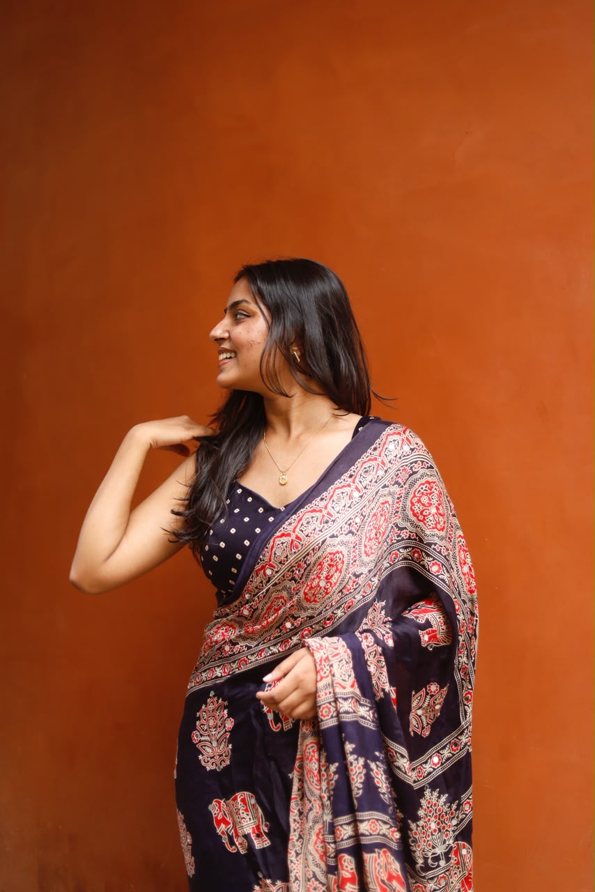 “Riya” blue Sheesha saree with unstitched blouse [Dispatch Begins By : 5th November , 2026]