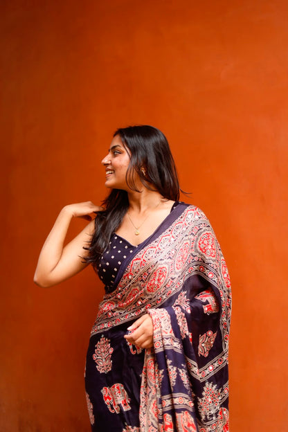 “Riya” blue Sheesha saree with unstitched blouse [Dispatch Begins By : 5th November , 2026]